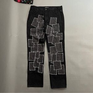 DENIM COWBOY Leopard Print Patched Jeans